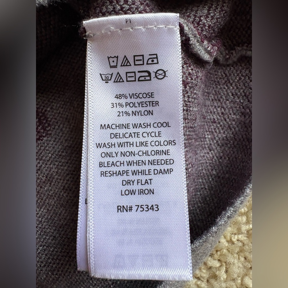 Arabella & Addison Gray Polka Dot Sweater‎ 2X Roll Tab Sleeve 3/4 Length EUC - Picture 6 of 6